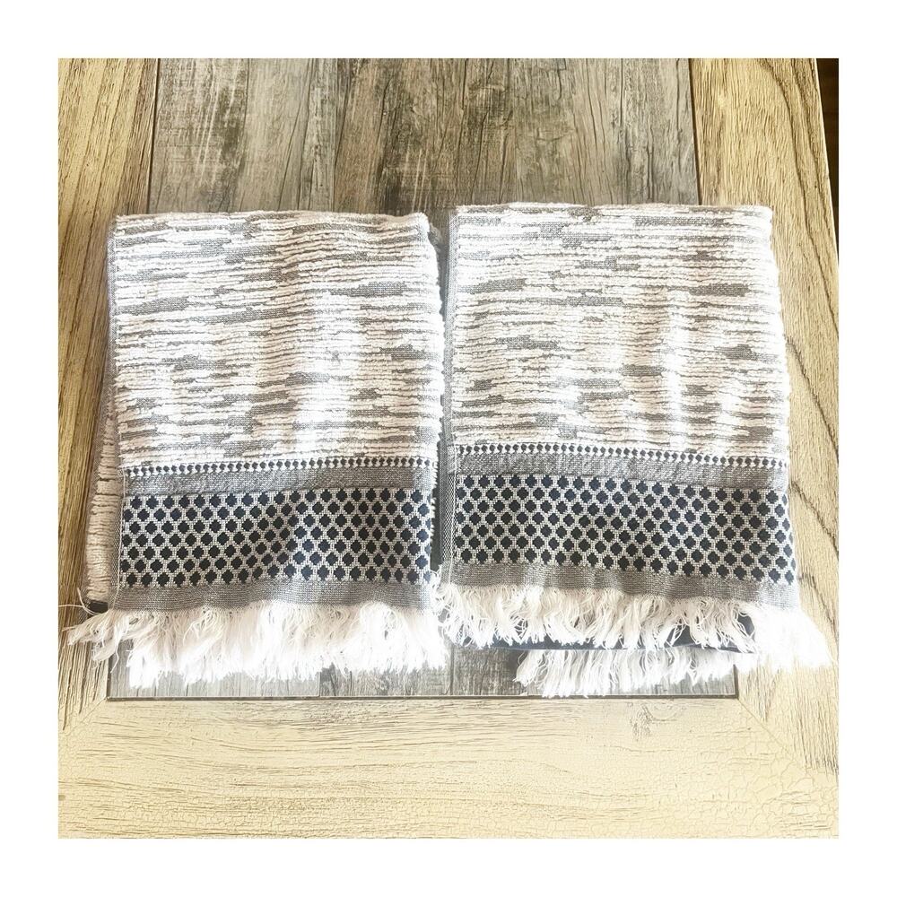World Market Hand Towels Made In Portugal Diamond Print 100% Cotton 19”x28”